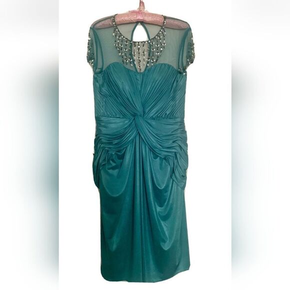 Adrianna Papell Teal Beaded Dress - Picture 1 of 6